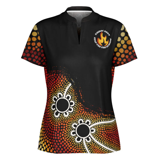Women's NAIDOC 2024 Stand Up Collar Polo Shirt Mob Only